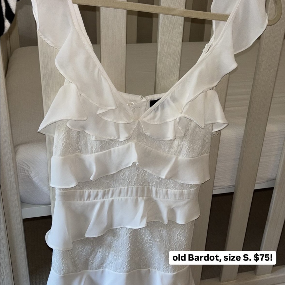 Bardot White Ruffle Mini Dress